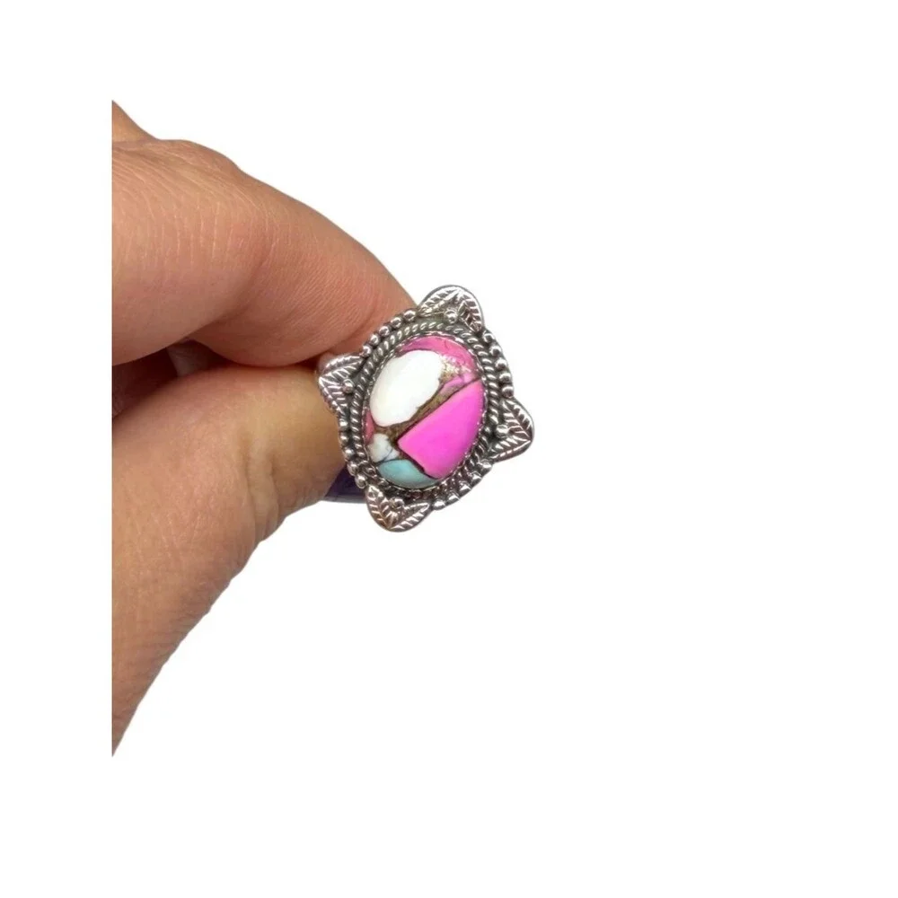 Cotton Candy Kingman Turquoise Ring Adjustable Size 7.5 - 10 925 Sterling Silver
